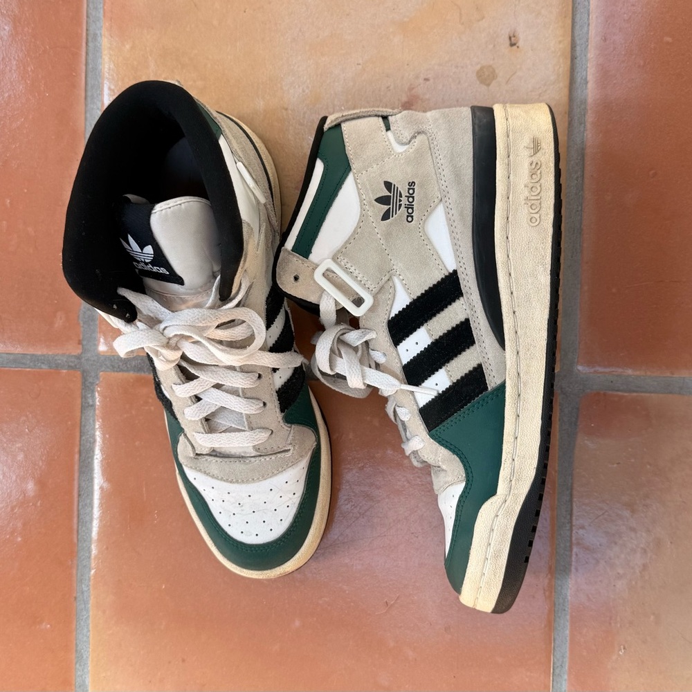Adidas Forum Mid Green White Black High Top Sneakers